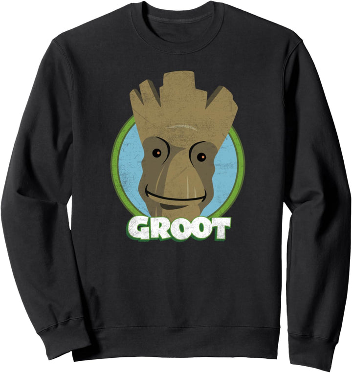 Marvel Groot Large Smiling Cartoon Face Portrait Sweatshirt