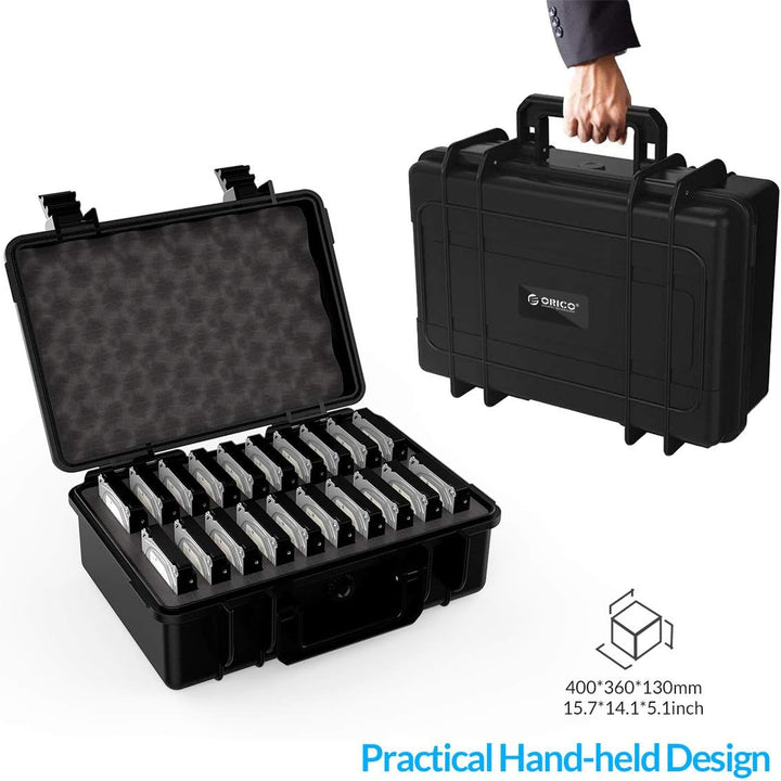 ORICO Hand-gehalten Festplattenkoffer für 20x3,5 Zoll Festplattenlaufwerke, HDD Schutzkoffer für Fes