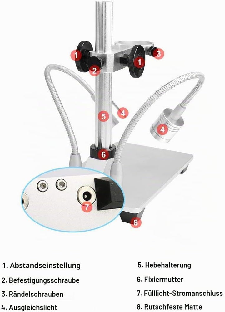 Aluminiumlegierungsständer für digitale USB/WiFi/LCD-Mikroskopkamera, Cainda Universal-Metallständer