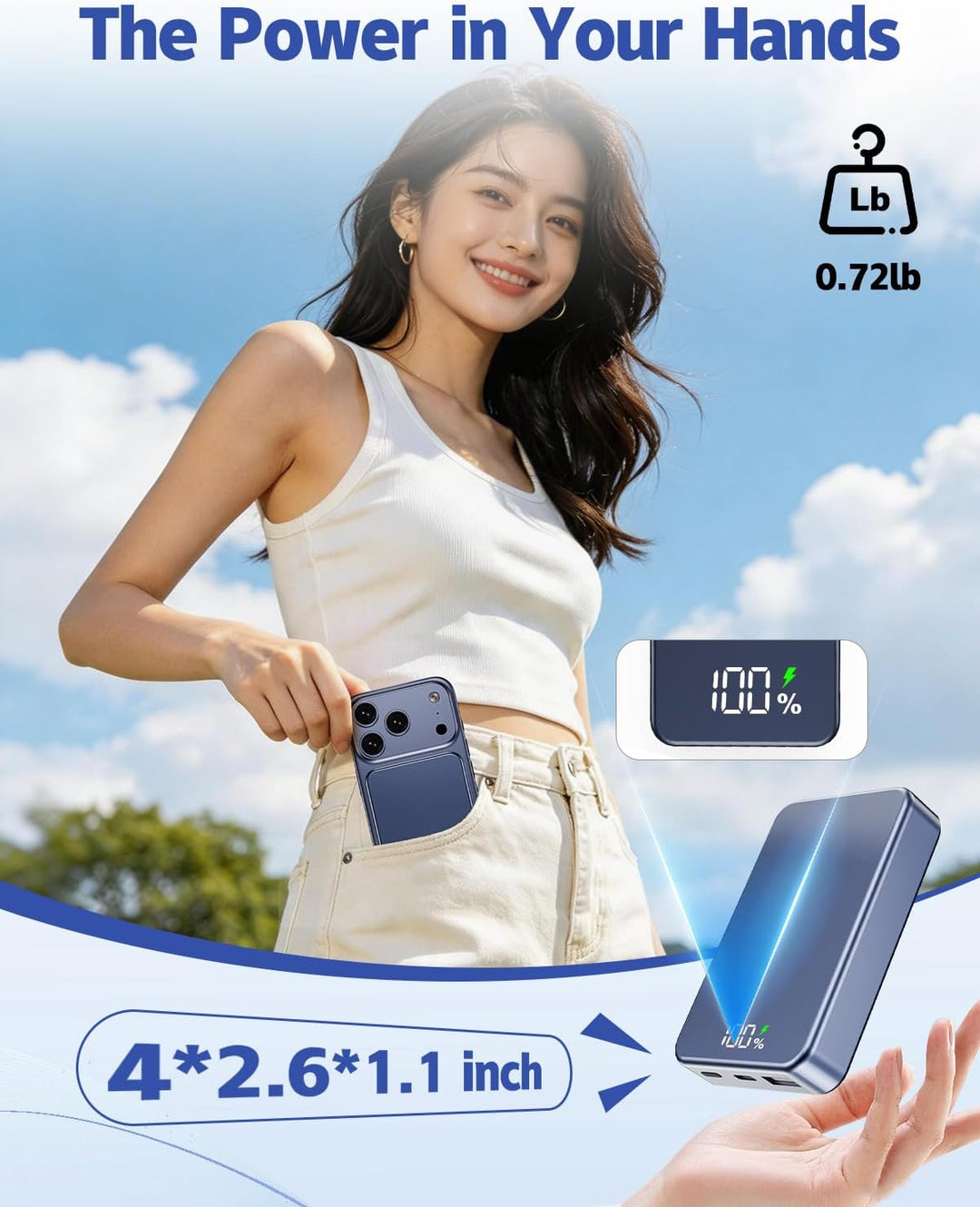 26800mAh Magnetische Powerbank, Mag-Safe-kompatibel, Tiefes Violett | Aluminiumlegierung, 20W Schnel