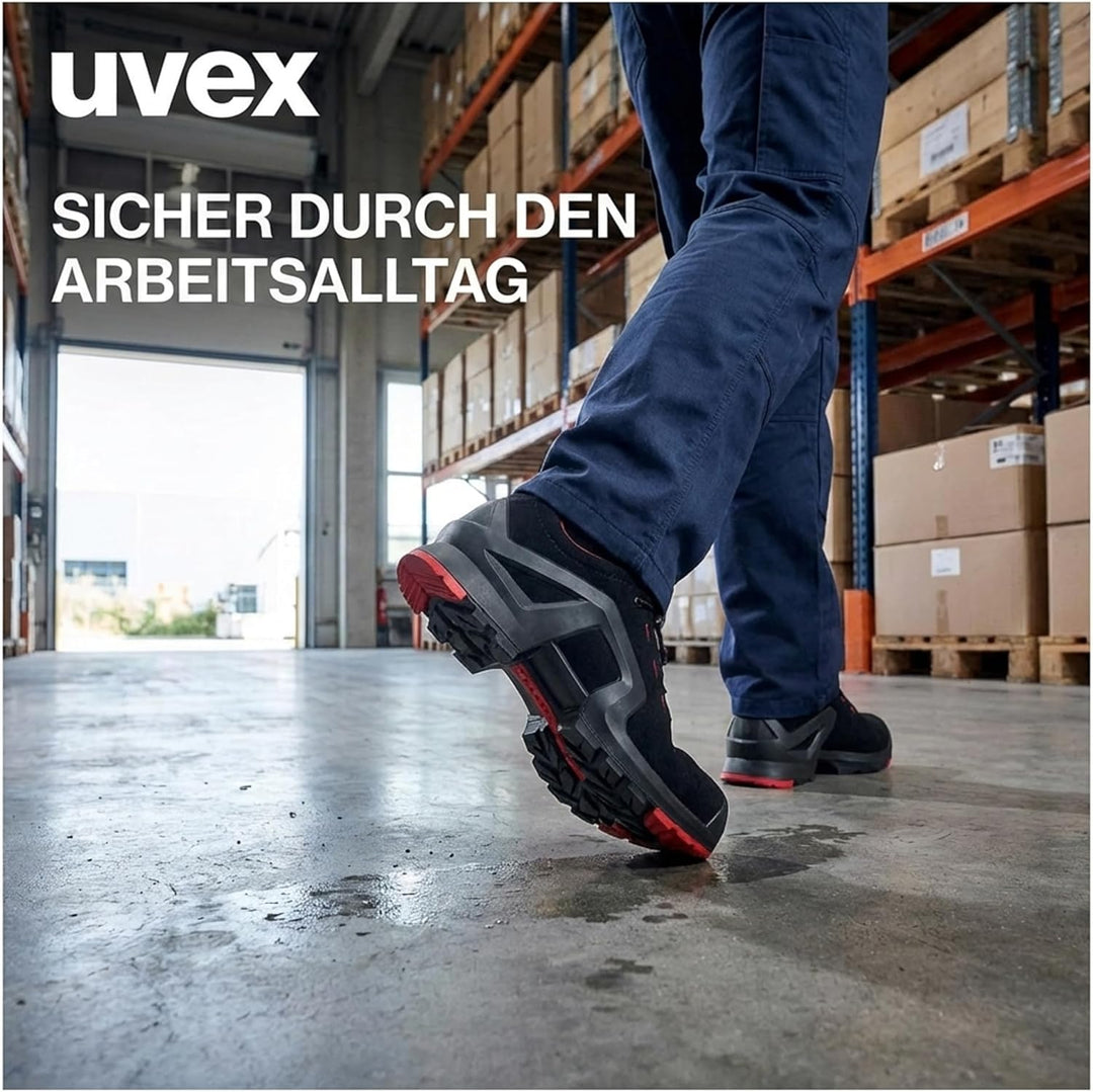Uvex 1 X-Tended Support Arbeitsschuhe - S3-Sicherheitsschuhe für Damen &amp; Herren - Rot-Schwarz 47 EU