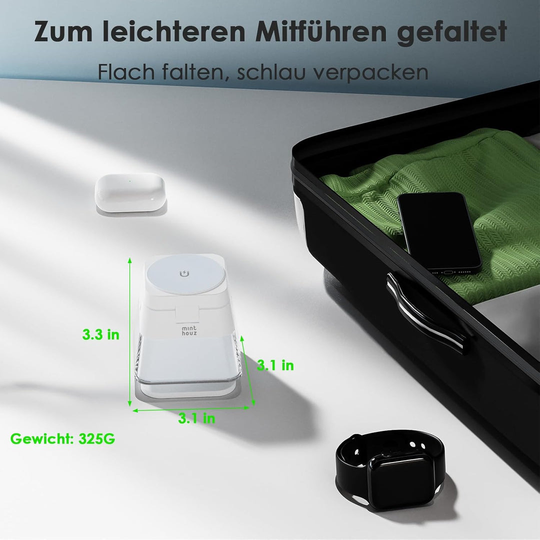 Minthouz 3-in-1 MagSafe Ladestation mit Nachtlicht, Induktive Ladestation für Apple Watch und iPhone