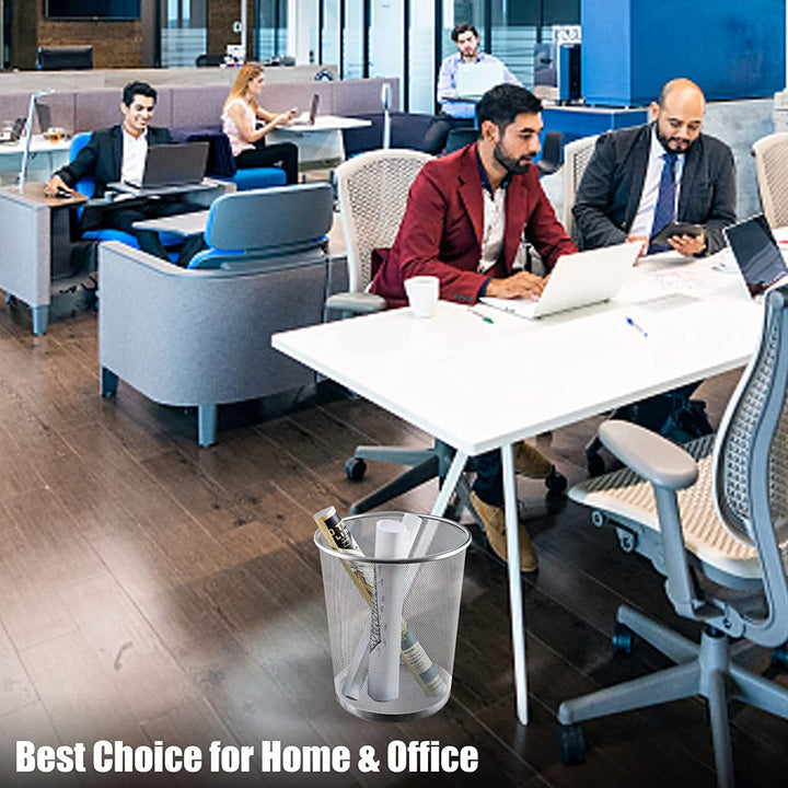 SENENQU 3 Stück Papierkorb Büro Metall, 12L Büro Mülleimer Silber Metall Gitter, Kleine Papierkorb M