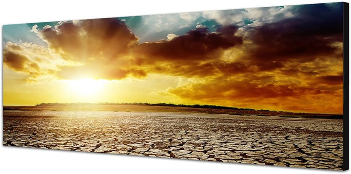 Paul Sinus Art Panoramabild auf Leinwand und Keilrahmen 150x50cm Wüstenlandschaft Sonnenuntergang Wo