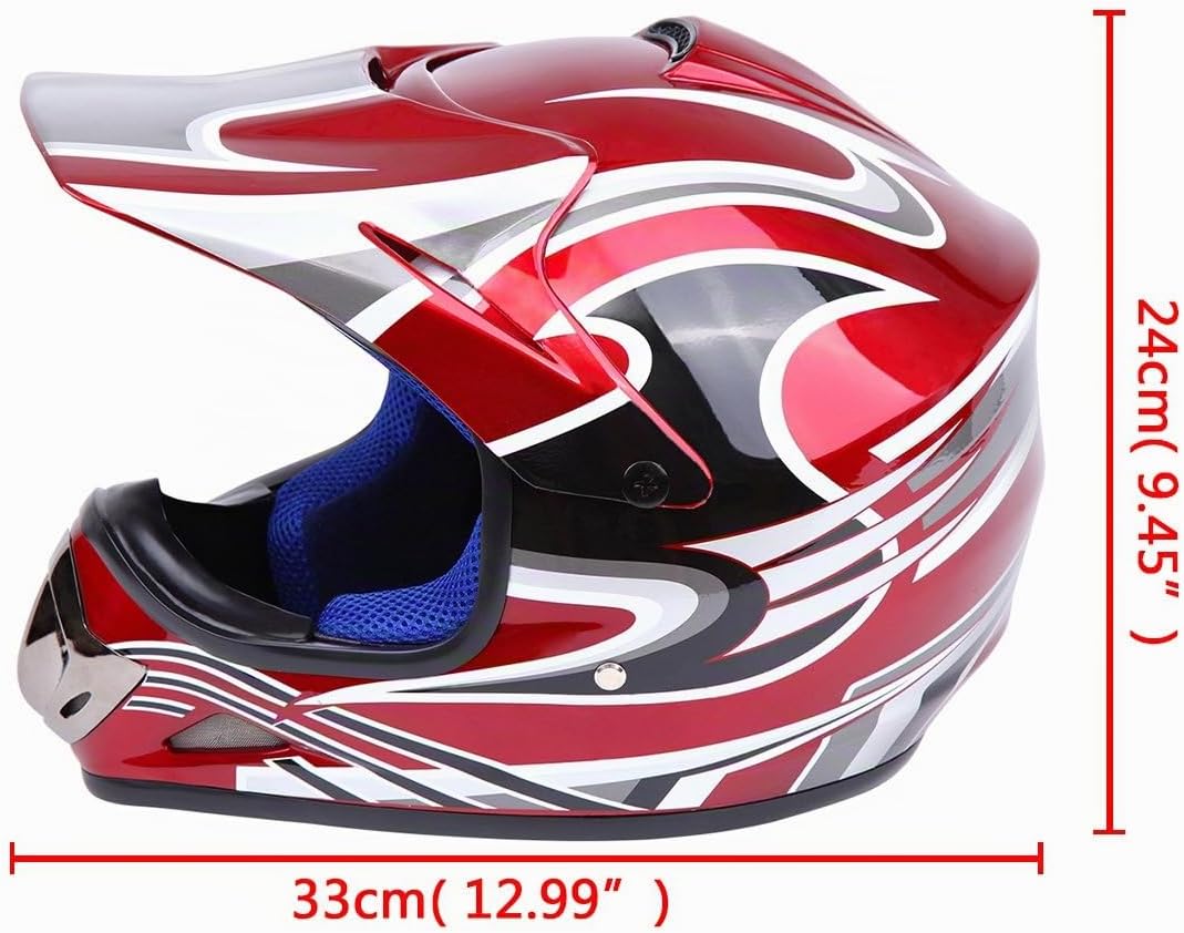 Samger DOT Jugend Kinder Off Road Helm Motocross Helm Dirt Bike ATV Motorradhelm Handschuhe+Brille L