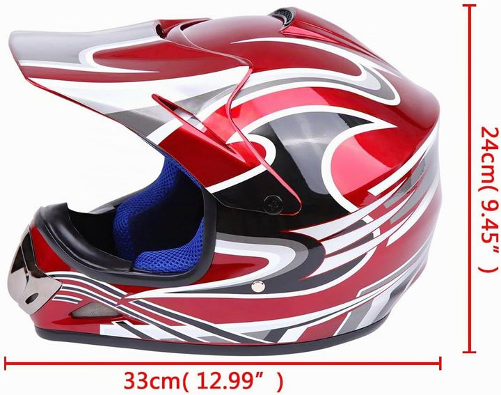 Samger DOT Jugend Kinder Off Road Helm Motocross Helm Dirt Bike ATV Motorradhelm Handschuhe+Brille L