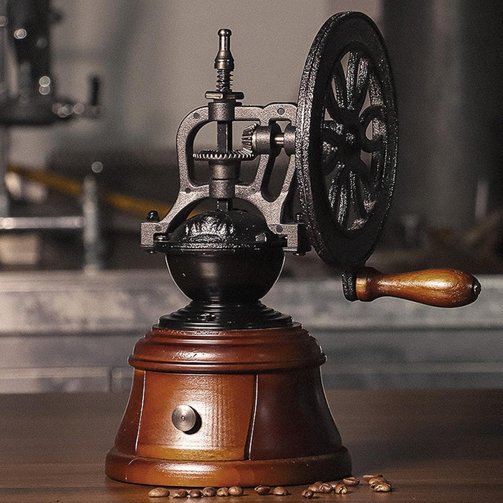 Handkurbel Kaffeemühle aus Holz Vintage manuelle Mühle mit Walzenmahlwerk für frisch gemahlenen Kaff