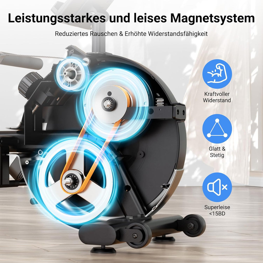 Dripex Rudergerät für Zuhause, Rudergeräte bis 160 kg Belastbar, Magnetisches Rudergerät mit 16 Wide