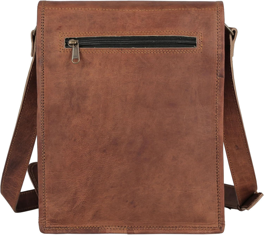 Komal's Passion Leather 27,9 cm (11 Zoll) Satcel iPad Messenger Bag für Damen und Herren Braun, Brau