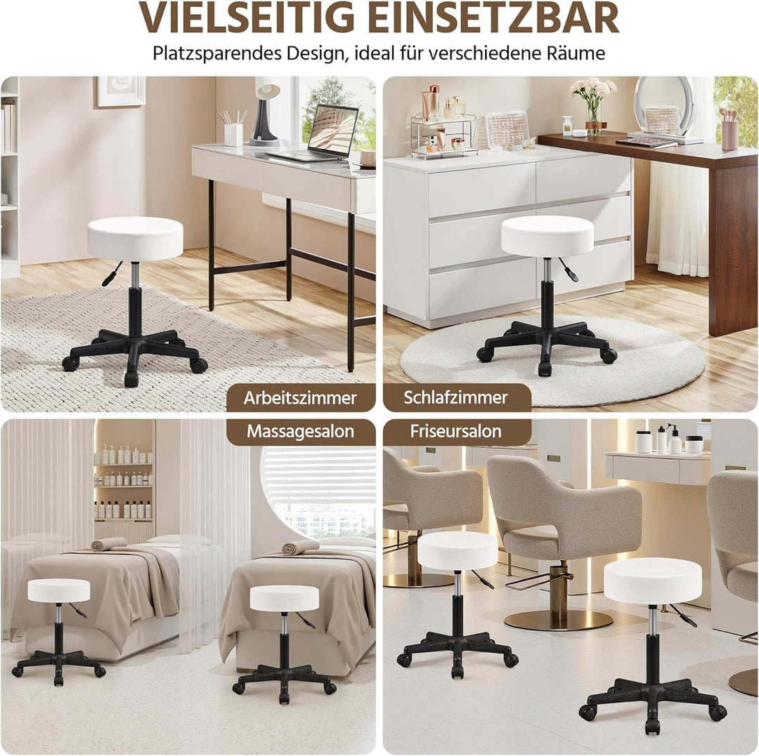 Yaheetech Rollhocker höhenverstellbar,Arbeitshocker Bürohocker 360° drehbar mit Rollen,Hocker Drehho