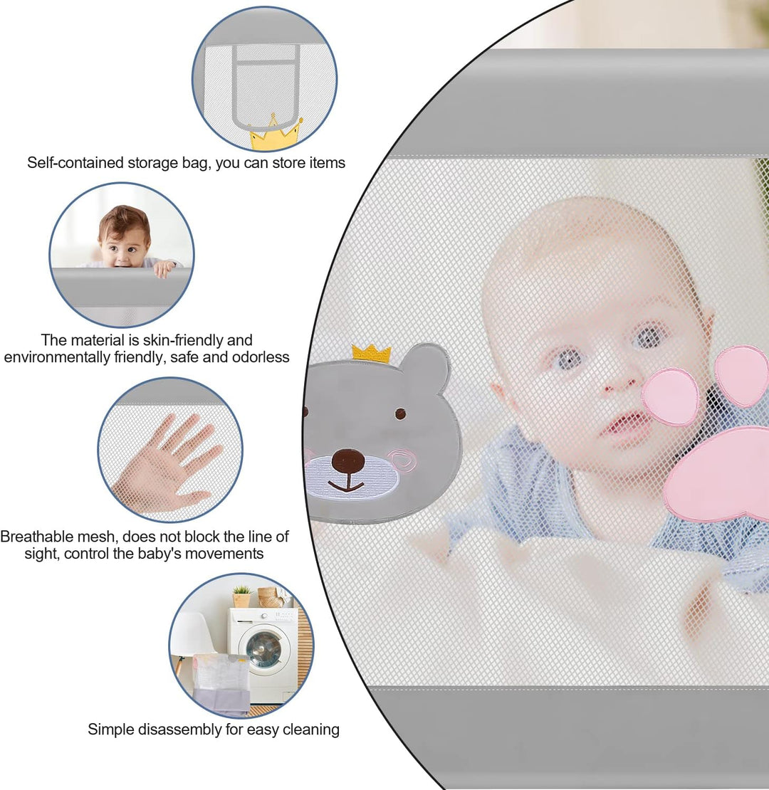 Ikodm Bettgitter 150cm und 200cm, Bettschutzgitter Höhenverstellbar von 70-98cm, Rausfallschutz Bett