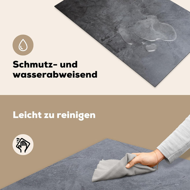 MuchoWow Herdabdeckplatte Ceranfeld Spritzschutz Küche Industriell - Beton - Grau - Schiefer - Retro
