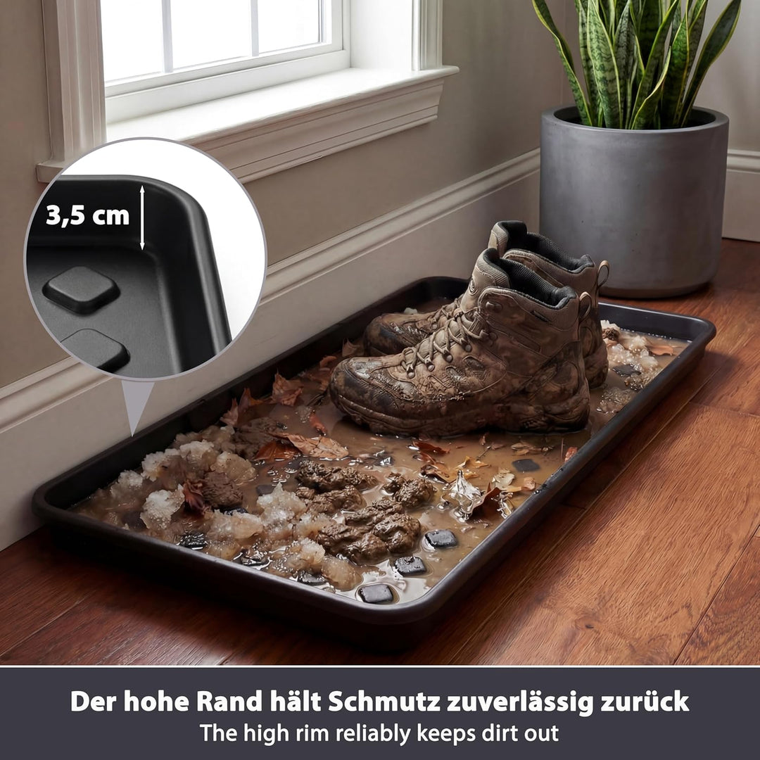 3er Set Schuhabtropfschale 72x35x3,5 cm - Robuste Schuhablage mit hohem Rand - Schuhmatte Abtropfmat