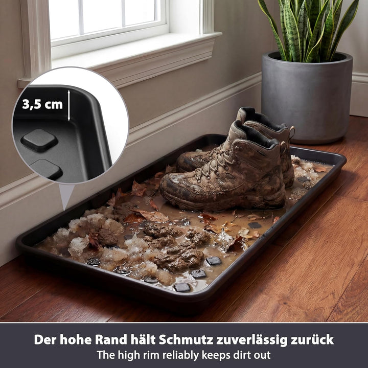 3er Set Schuhabtropfschale 72x35x3,5 cm - Robuste Schuhablage mit hohem Rand - Schuhmatte Abtropfmat