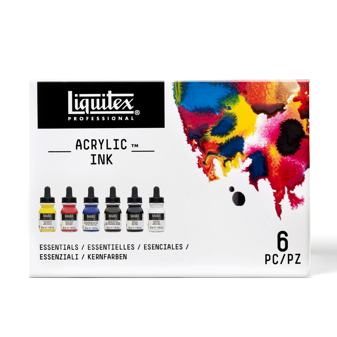 Liquitex 3699314 flüssige Professional Acrylfarben - Ink, Set - 6 Farben a 30 ml Tusche, basisfarben
