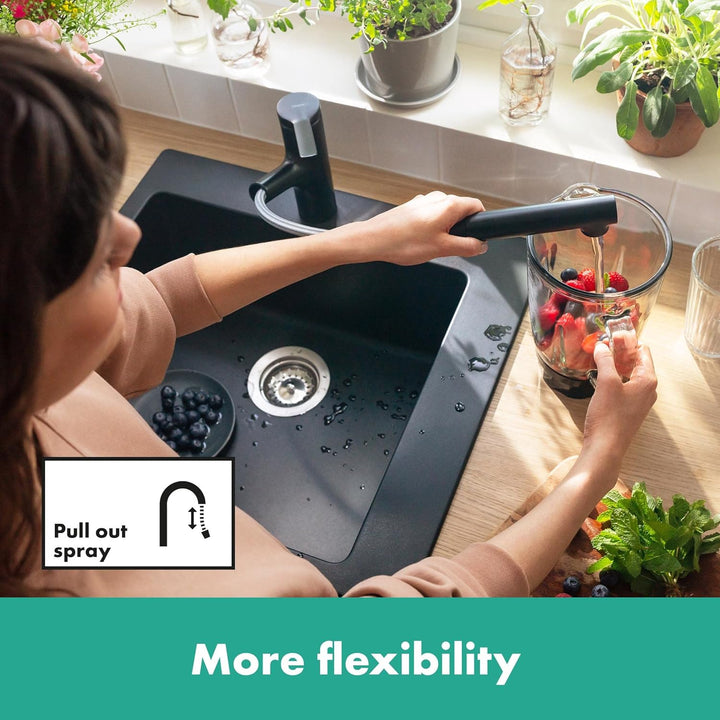 hansgrohe Zesis M33 - Küchenarmatur mit Metall Brause ausziehbar, mit Schlauchbox (sBox), 2 Strahlar