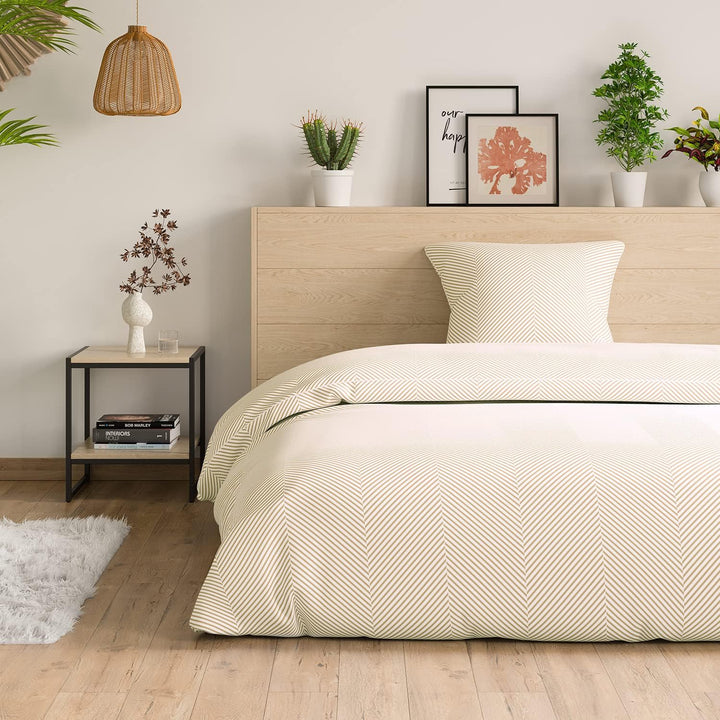 AmeliaHome 2tlg Bettwäsche 155x220 cm mit 1 Kissenbezug 80x80 cm 100% Baumwolle Reissverschluss Aver