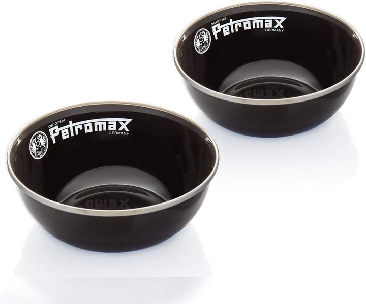 GRILL-EXPERTE Petromax Emaille Geschirrset schwarz - 2 x Teller, 2 x Tasse, 2 x Schale