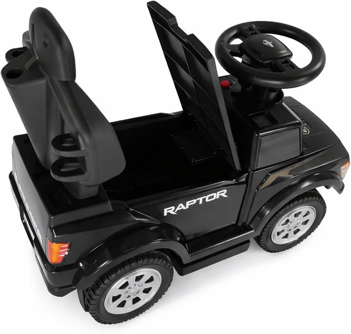 Lemodo Rutschauto Ford F-150 schwarz mit Schiebestange, Kinderfahrzeug aus Kunststoff mit Sound-Lenk