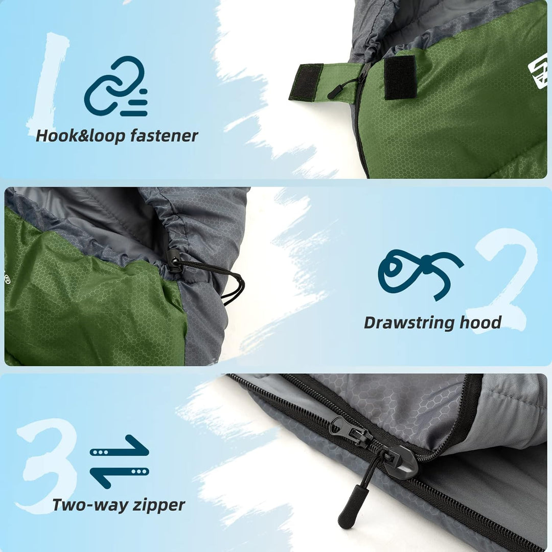Bessport Schlafsack Outdoor Mumienschlafsack 3 Saison Klein und Ultraleicht Erwachsene Schlafsack Wa