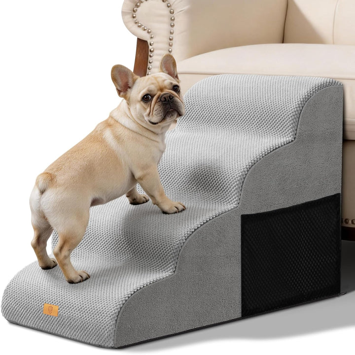 Hundetreppe 4 Stufen, 50cm hoch Schwamm Haustiertreppe für Hunde und Katzen, rutschfest Haustierleit