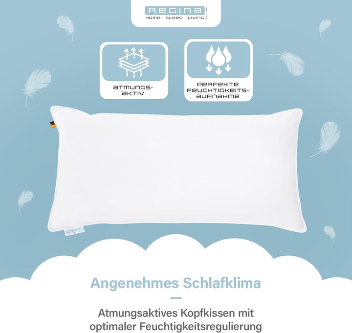 Regina Kopfkissen Doppelpack fest 40x80cm, 85% Federn 15% Daunen, 600g fest 2er Set 40 x 80 cm, fest