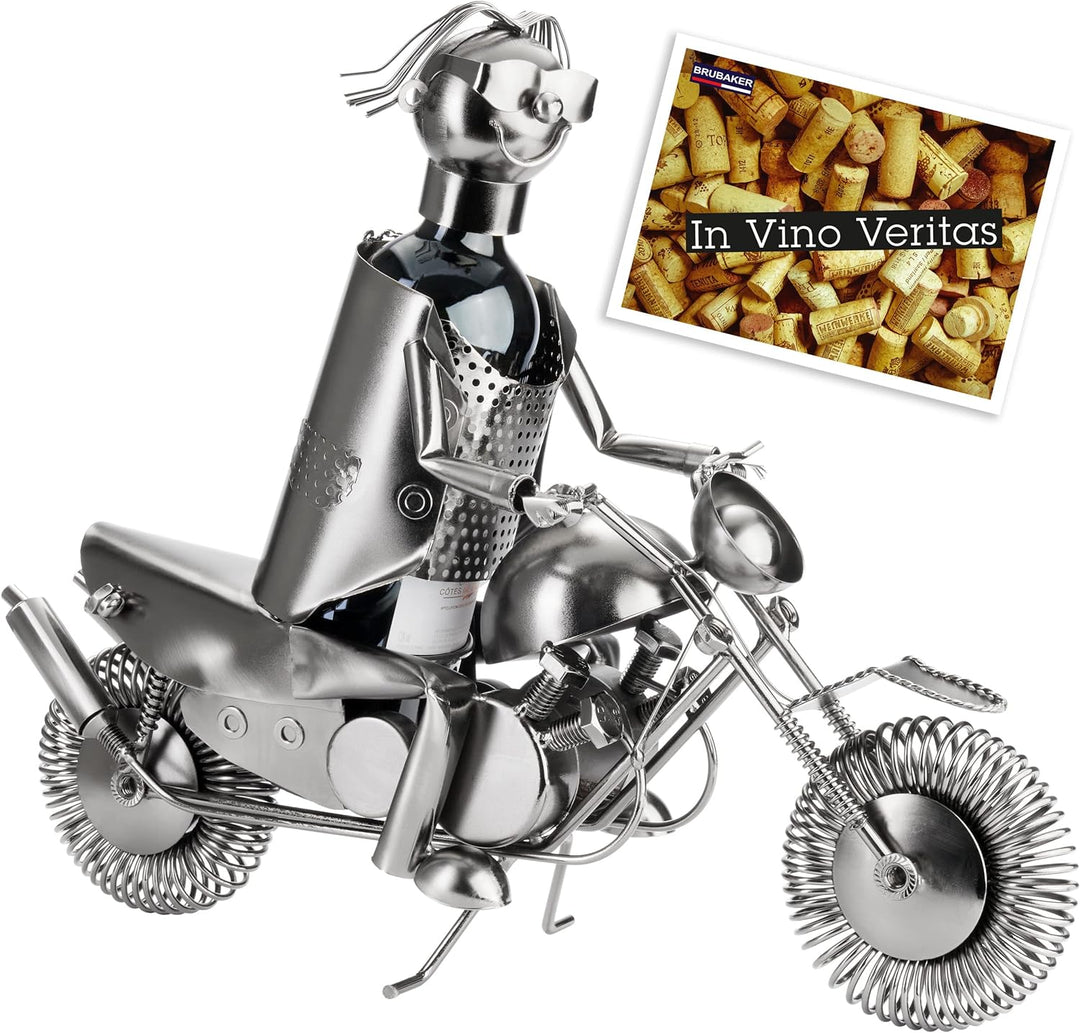 BRUBAKER Flaschenhalter Motorradfahrer Metall Skulptur Geschenk mit
