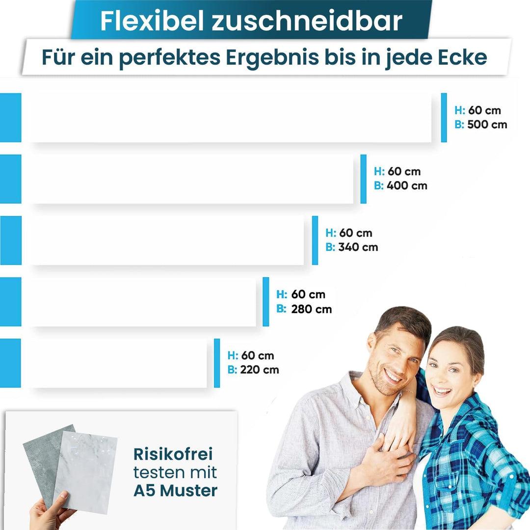 danario Küchenrückwand selbstklebend - Glasoptik - Spritzschutz Küche - versteifte PET Folie - 0,8 m