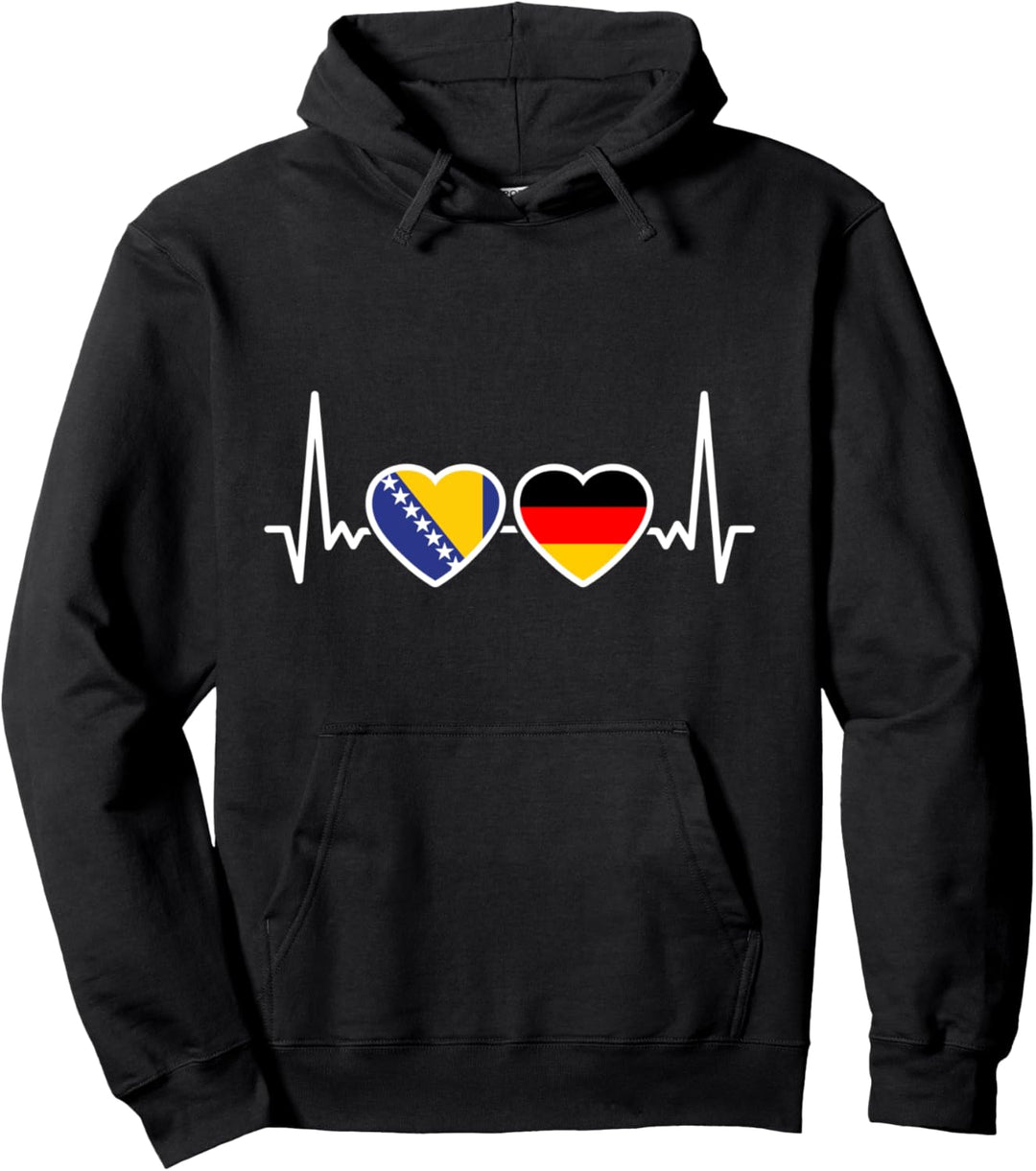 Bosnien Deutschland Herzschlag Flagge Deutsch Bosnier Pullover Hoodie