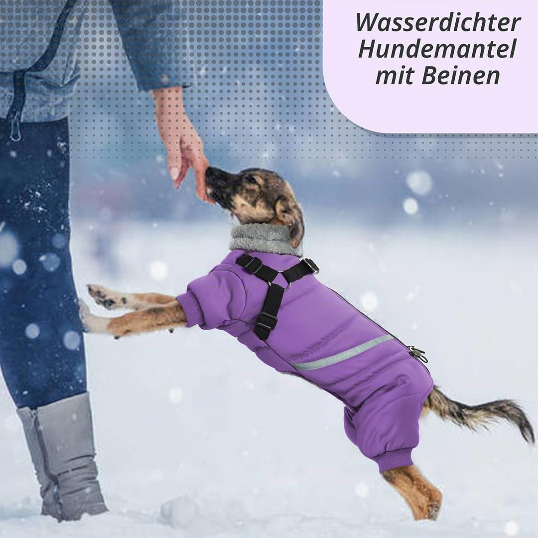 Wasserdichter Hundemantel, Hundejacke mit Geschirr, Wintermantel Hund für kleine Mittel Grosse Hunde