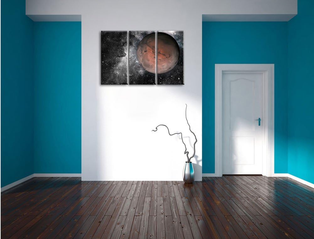 Pixxprint Mars im Weltall als Leinwandbild/Grösse: 3 Teilig (120x80 cm) cm/Wandbild/Kunstdruck/ferti