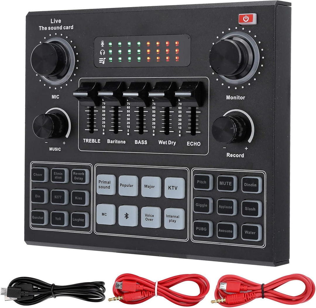 V9 Bluetooth Soundkarte, Stereo Audio Mixer, Externe Sound Mixer, Universal Broadcast Voice Changer,