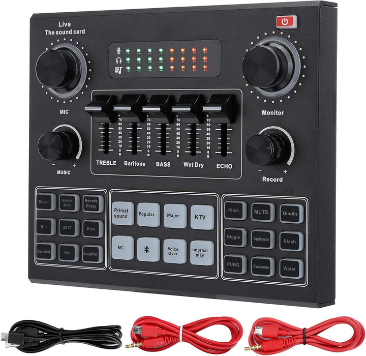 V9 Bluetooth Soundkarte, Stereo Audio Mixer, Externe Sound Mixer, Universal Broadcast Voice Changer,