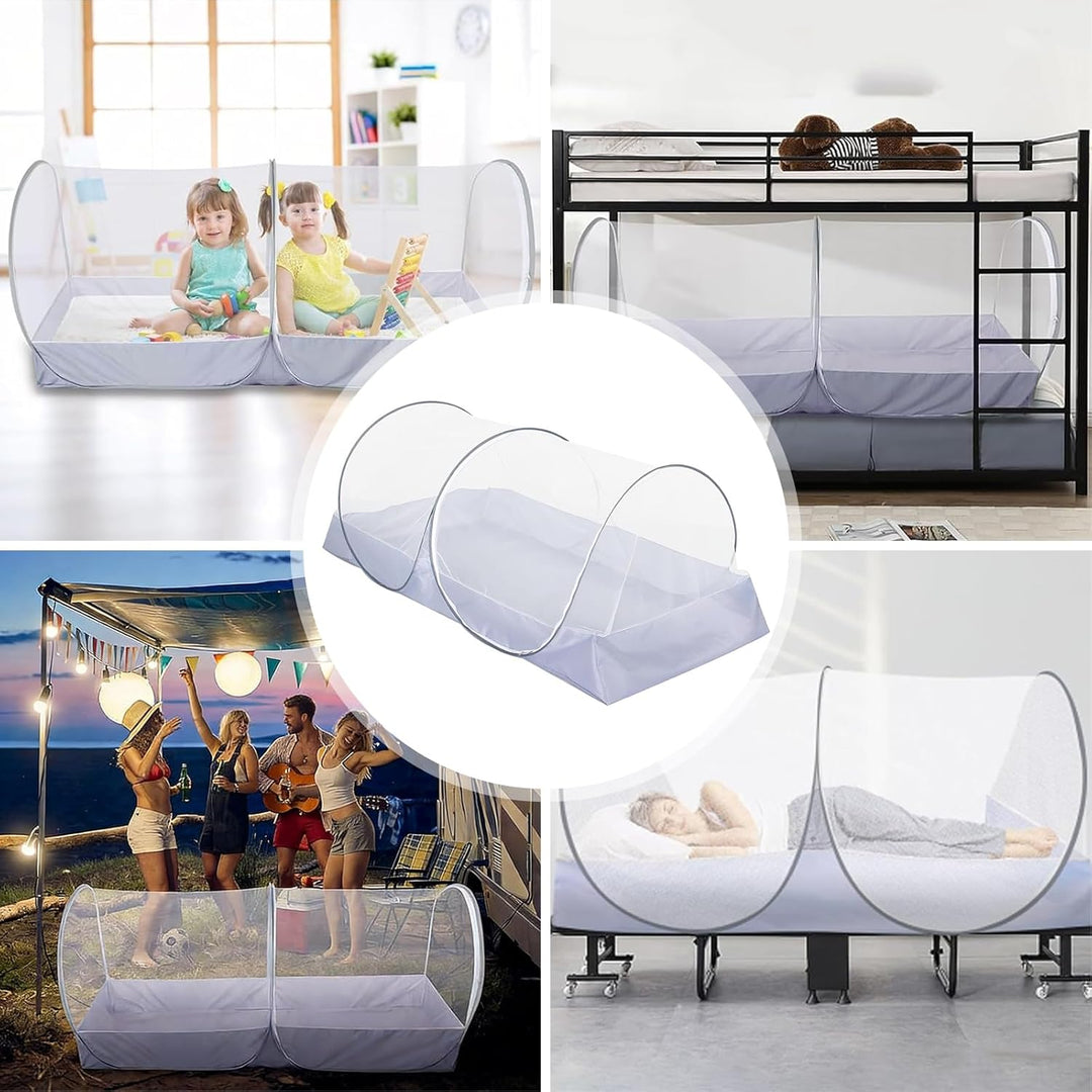 Moskitonetz Bett, 200 x 100 x 73cm Pop Up Moskitonetz Reisen Faltbar, Mückennetz Tragbares Fliegengi