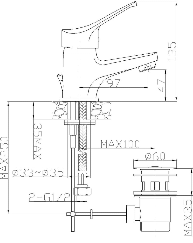 ambrosiana sei14000000 Armatur Waschbecken, Chrom Basis, Basis