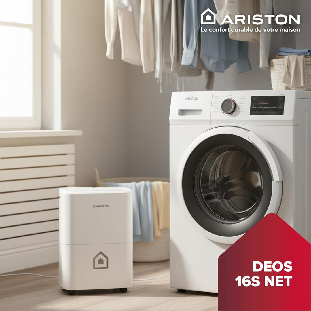 Ariston Deos 16s Wi Fi Tragbarer Luftentfeuchter, 430W, 16 Liter/Tag, Weiss 16 Litri Wi-Fi, 16 Litri