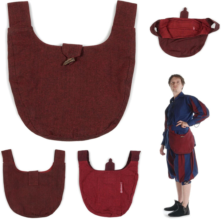 Mittelalter-Tasche Gürteltasche Baumwolle Modell: Egil Dunkelrot, Dunkelrot