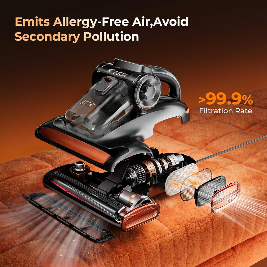 JIGOO T600 Milbensauger für matratzen mit UV-Licht & Vibration, 700W 15kpa Antimilben-Staubsauger en