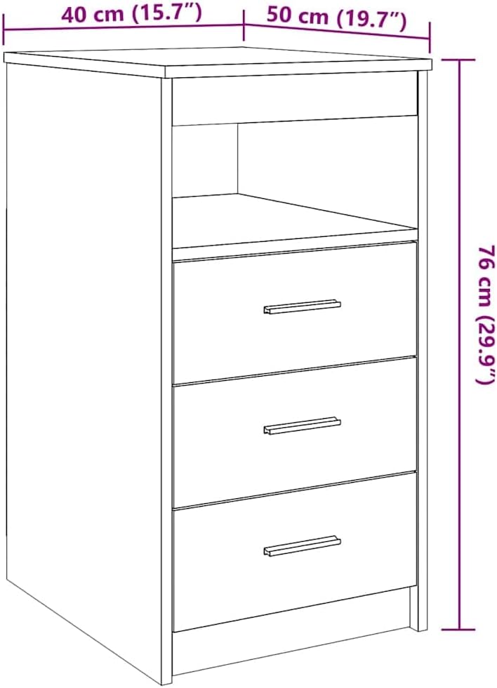 vidaXL Schubladenschrank Artisan-Eiche 40x50x76 cm Holzwerkstoff, Schrank, Kommode mit Schublade, Sc