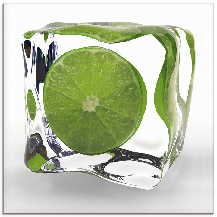 ARTland Glasbilder Wandbild Glas Bild einteilig 50x50 cm Quadratisch Obst Früchte im Eiswürfel Cockt