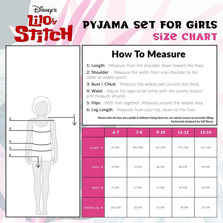 Disney Stitch Schlafanzug Mädchen Kurz, Pyjama T-Shirt & Shorts - Stitch Sachen 6-7 Jahre Blau/Lila