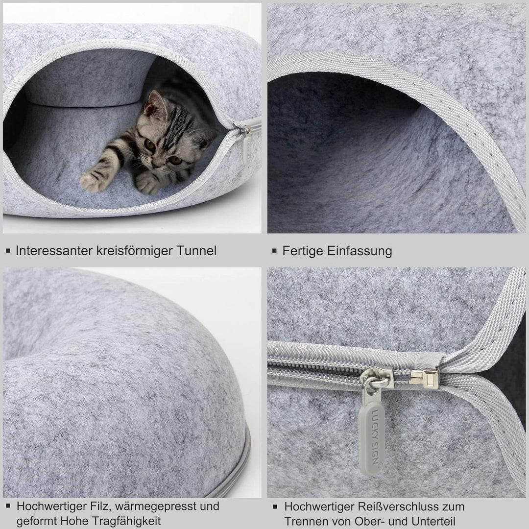 Lucky Sign - Katzenhöhle Katzentunnel aus Filz Katzenbett multifunktionalle Katzensofa gemütliches K