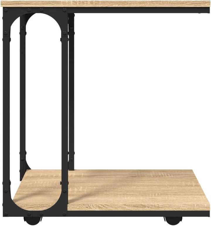 FIRBNUS Beistelltisch mit Rollen Sonoma 50x35x55,5 cm Holzwerkstoff Beistelltisch C Form Beistelltis