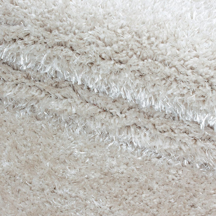 Teppium Hochflor Teppich Wohnzimmer 80 cm Rund Natur - Flauschiger Shaggy Teppich Extra Weich und Ei