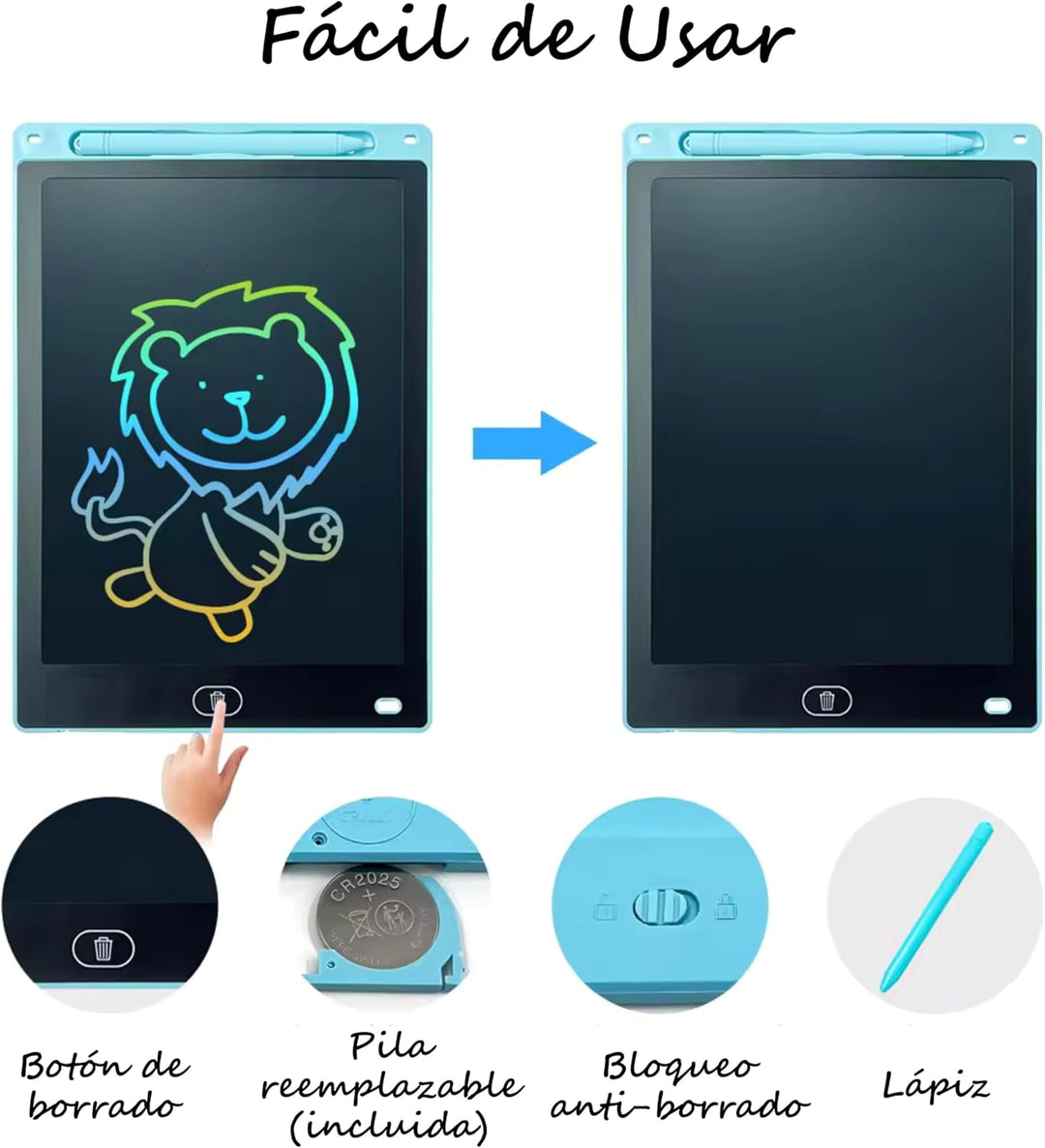 2 x Magnettafel für Kinder, 30,5 cm (12 Zoll) + Anleitung mit 100 Zeichnungen, Zaubertafel für Kinde