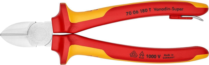 Knipex Seitenschneider verchromt, isoliert mit Mehrkomponenten-Hüllen, VDE-geprüft; mit Befestigungs
