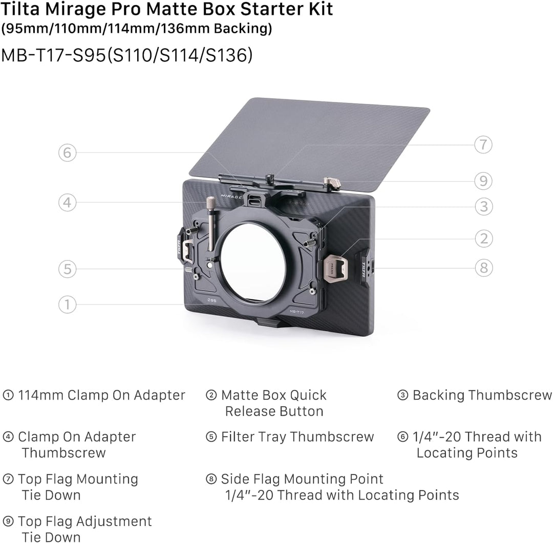 Tilta Mirage Pro Matte Box Einzelnes Backing Kit mit 95-mm Backing, Gegenlichtblende mit 4x5,65“ Fil