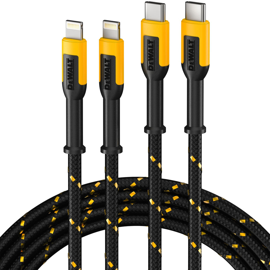 DEWALT Heavy Duty 2er-Pack USB-C zu Lightning Kabel 1,2m, Apple MFi Zertifiziertes iPhone Schnelllad