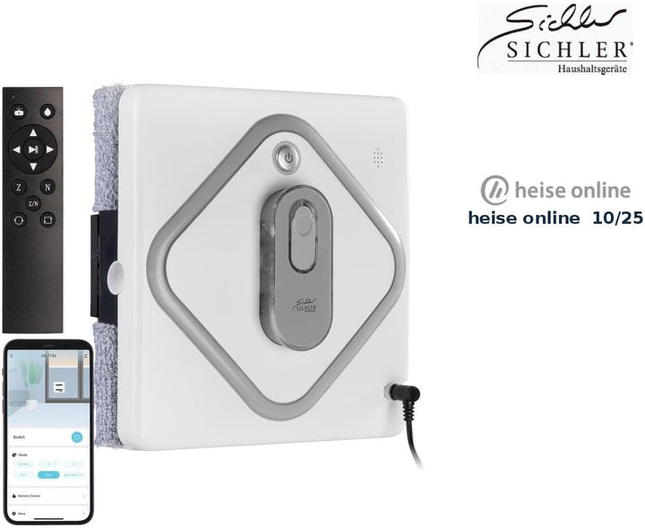Sichler Haushaltsgeräte Fensterputzer: Profi WLAN Fensterputzroboter, Motorrollen, 3 Sprühköpfe, Rem