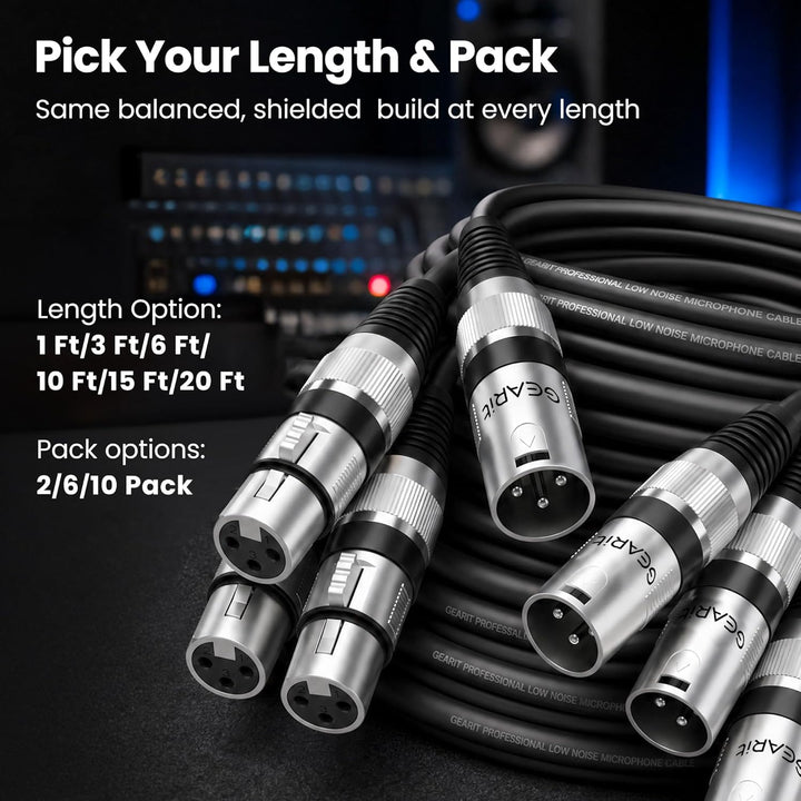 GearIT XLR-Mikrofonkabel (30 m, 1 Packung) XLR-Stecker auf Buchse, Mikrofonkabel, 3-polig, symmetris